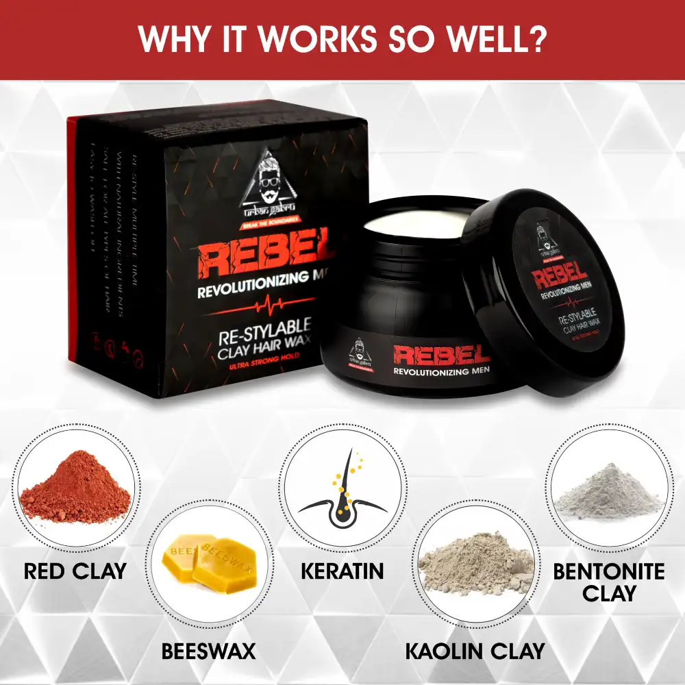 Urbangabru Rebel Hair styling clay Wax - Image 3