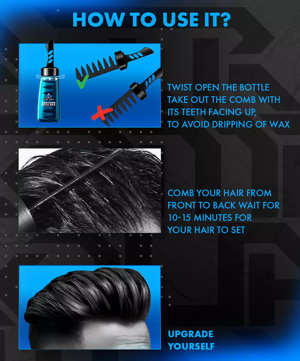 Urbangabru Hair Comb Aqua Wax Blue 260ml - Image 6