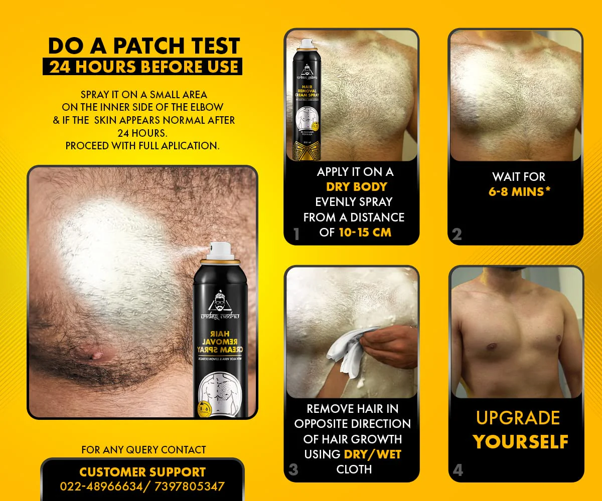urbangabru Men Hair Removal Cream Spray Pack of 3 - Image 6